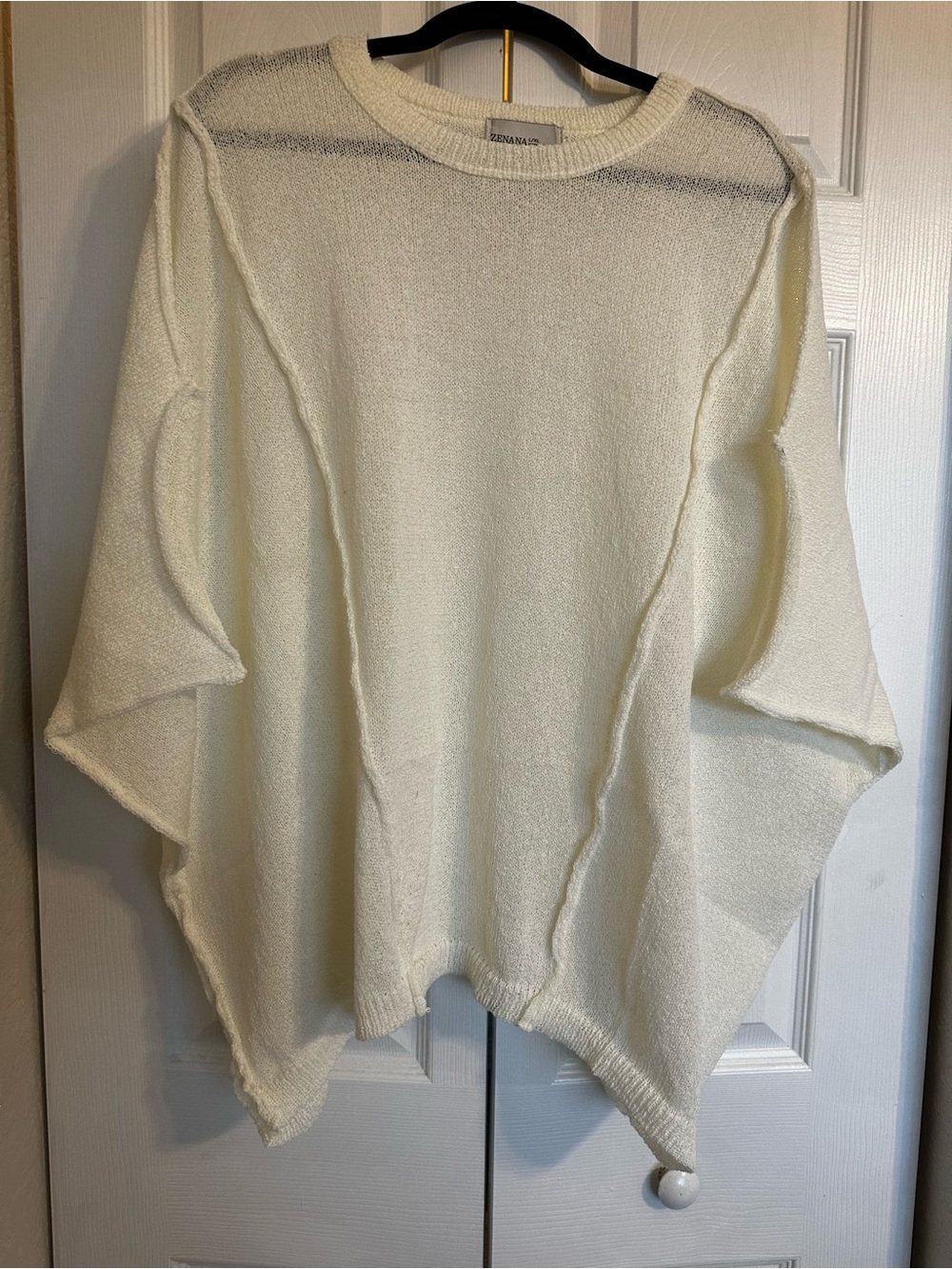 Zenana Cream Poncho Style Oversized Top